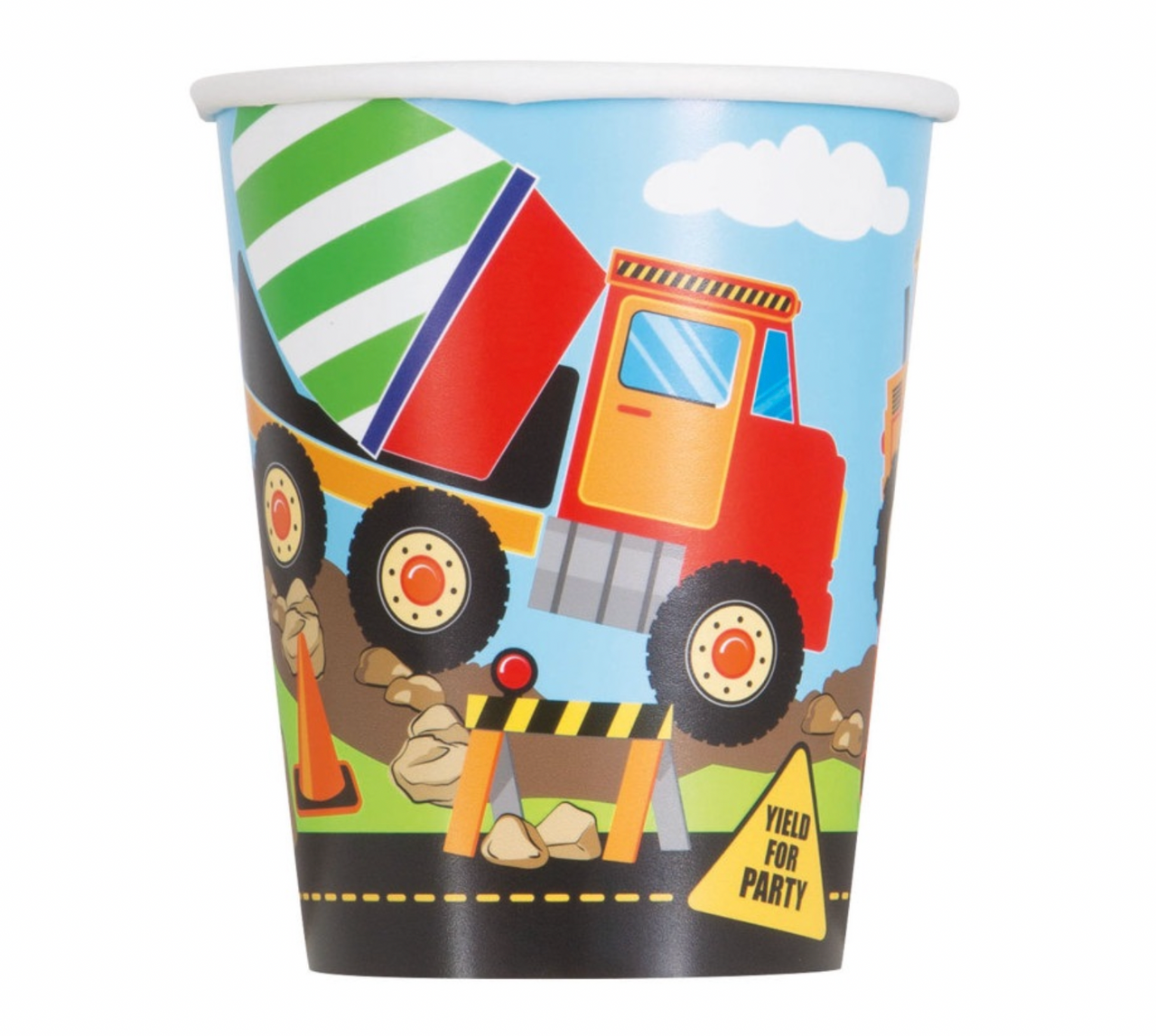 Construction Birthday Party 9oz Paper Beverage Cups 8pk