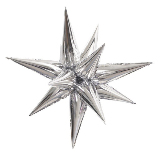 27.5" Silver Magic Star Foil Balloon Air-Fill