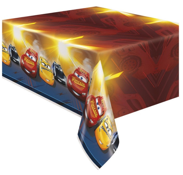 Disney Cars 3 Movie Rectangular Plastic Table Cover  54" x 84"