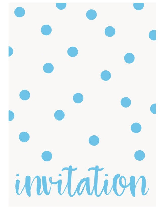 Pastel Blue Dots Invitations 8ct