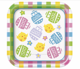 Colorful Plaid Easter 7" Square Dessert Plates 10pcs