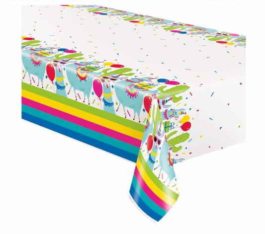 Llama Birthday Party Plastic Tablecover 54" x 84"
