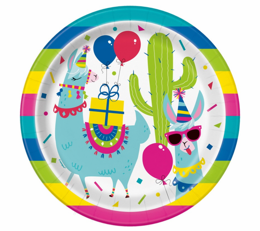 Llama Birthday Party 9" Dinner Luncheon Plates 8pk
