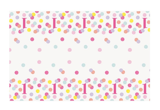 Pink Dots 1st Birthday Rectangular Plastic Table Cover