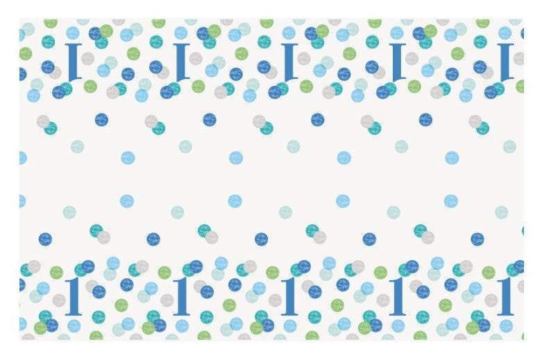 Blue Dots 1st Birthday Rectangular Plastic Table Cover