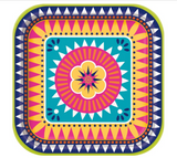 Boho Fiesta 9" Square Dinner Luncheon Plates 8pcs