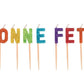 Rainbow Glitter Bonne Fete Pick Candles