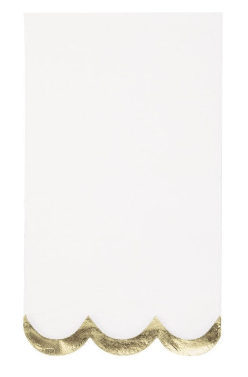 Fancy Gold Foil Trim Scalloped Edge Guest Napkins  16ct - Foil Stamping