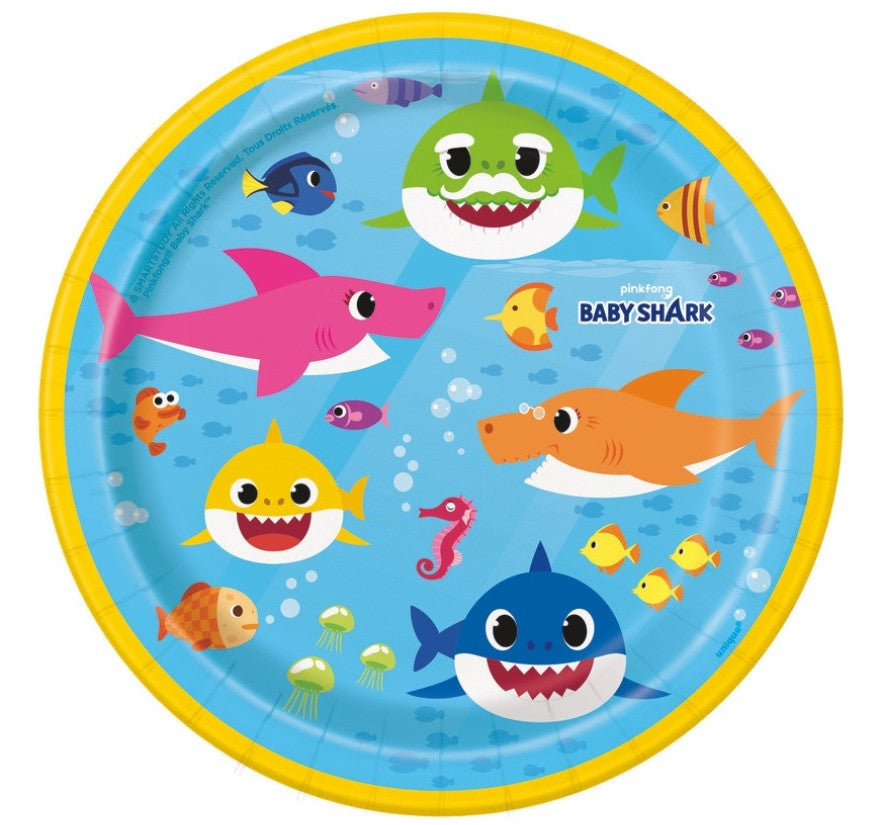 baby shark dessert party plates
