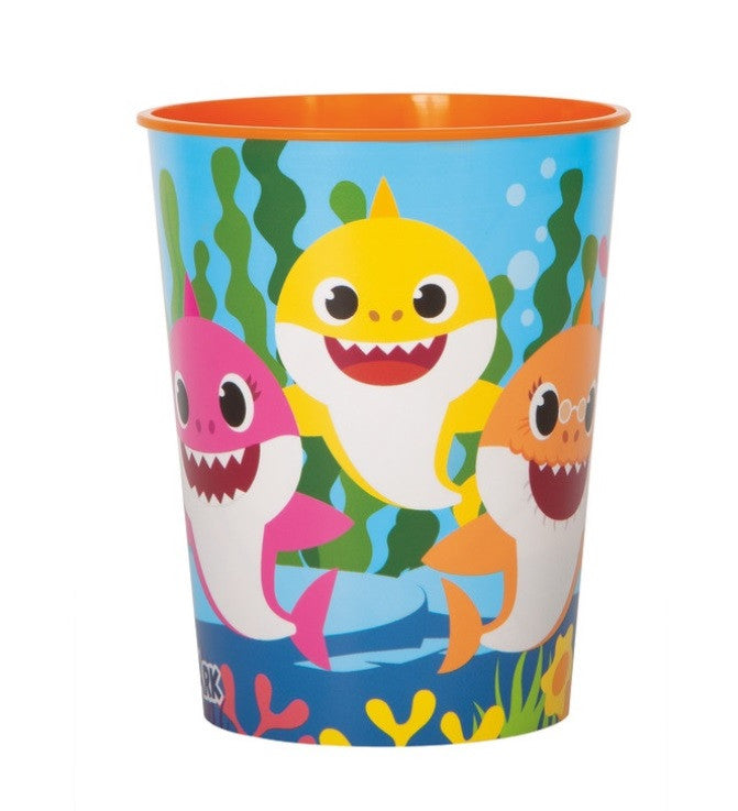 Baby shark plastic reusable cup