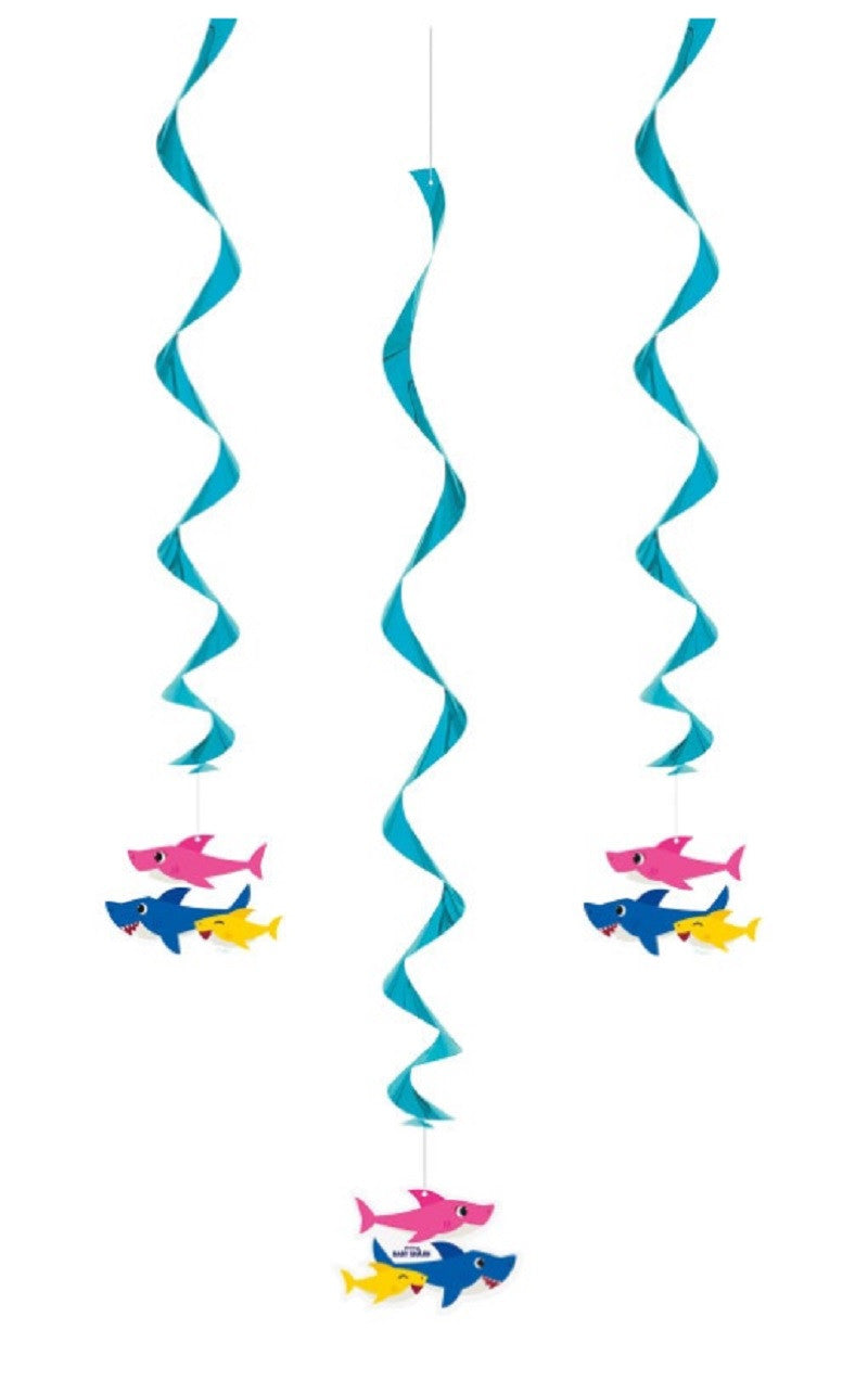Baby Shark Hanging Metallic Swirl Decorations