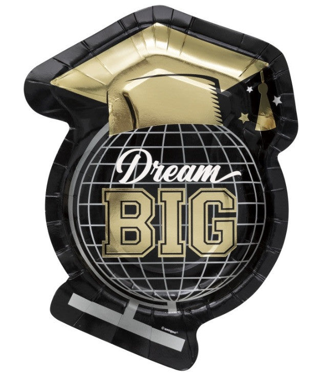 Starry Graduation "Dream Big" Shaped Plates  8ct - Foil Stamping