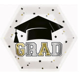 Starry Graduation "Grad" Hexagon Shaped 9.25" Plates  8ct - Foil Stamping