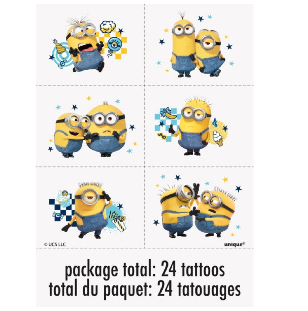 Minions tattoos birthday party favor