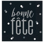 16 Black & Silver "Bonne Fete" Luncheon Napkins