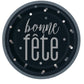 Black and Silver "Bonne Fete" 9" Dinner Plates  8ct
