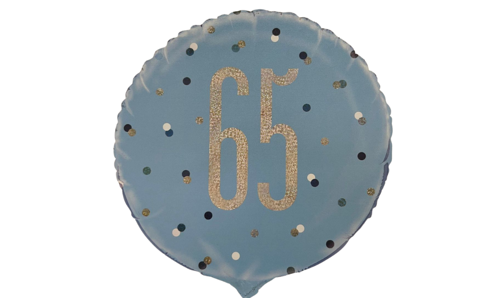 65 blue glitz round foil balloon