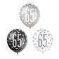 Age 65 Black Silver White Glitz Birthday Latex Balloons