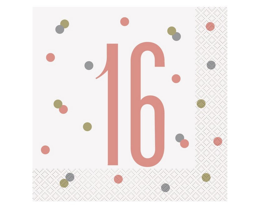 16 Rose Gold Party Luncheon Napkins 16 Pack
