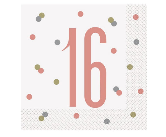 16 Rose Gold Party Luncheon Napkins 16 Pack