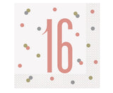 16 Rose Gold Party Luncheon Napkins 16 Pack