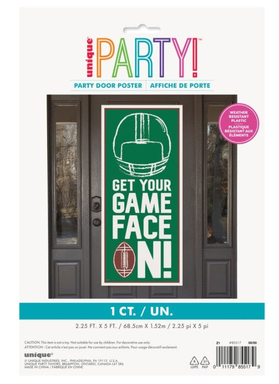 Football Toss "Get Your Game Face On" Door Poster  27" x 60"