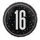 16th birthday foil balloon black silver