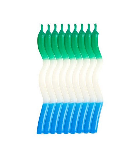 Fun Zig Zag Birthday Candles green white blue