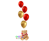 Valentine's Day Helium Bouquet with Brown Teddy Bear