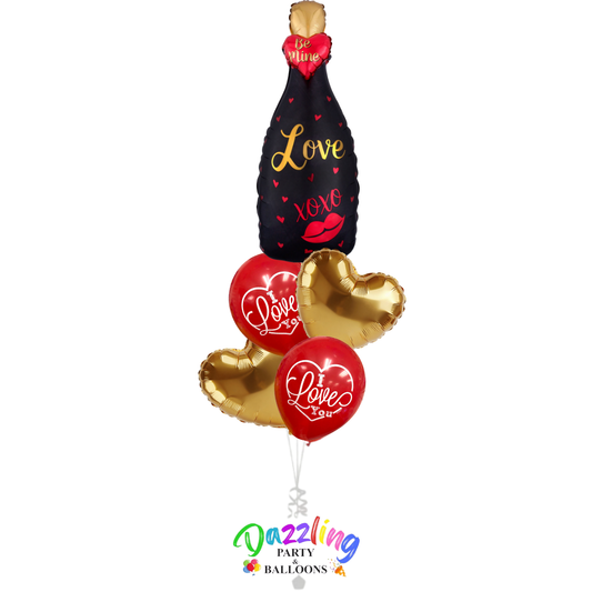 Valentine's Day Be Mine Wine Bottle Balloon Bouquet