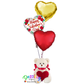 Valentine's Day Helium Bouquet with White Teddy Bear Bearington Collection