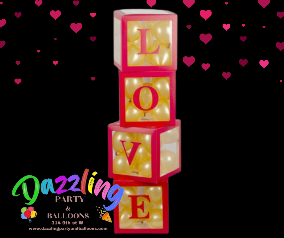 Red Love Blocks Boxes Valentine Decor