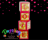 Red Love Blocks Boxes Valentine Decor