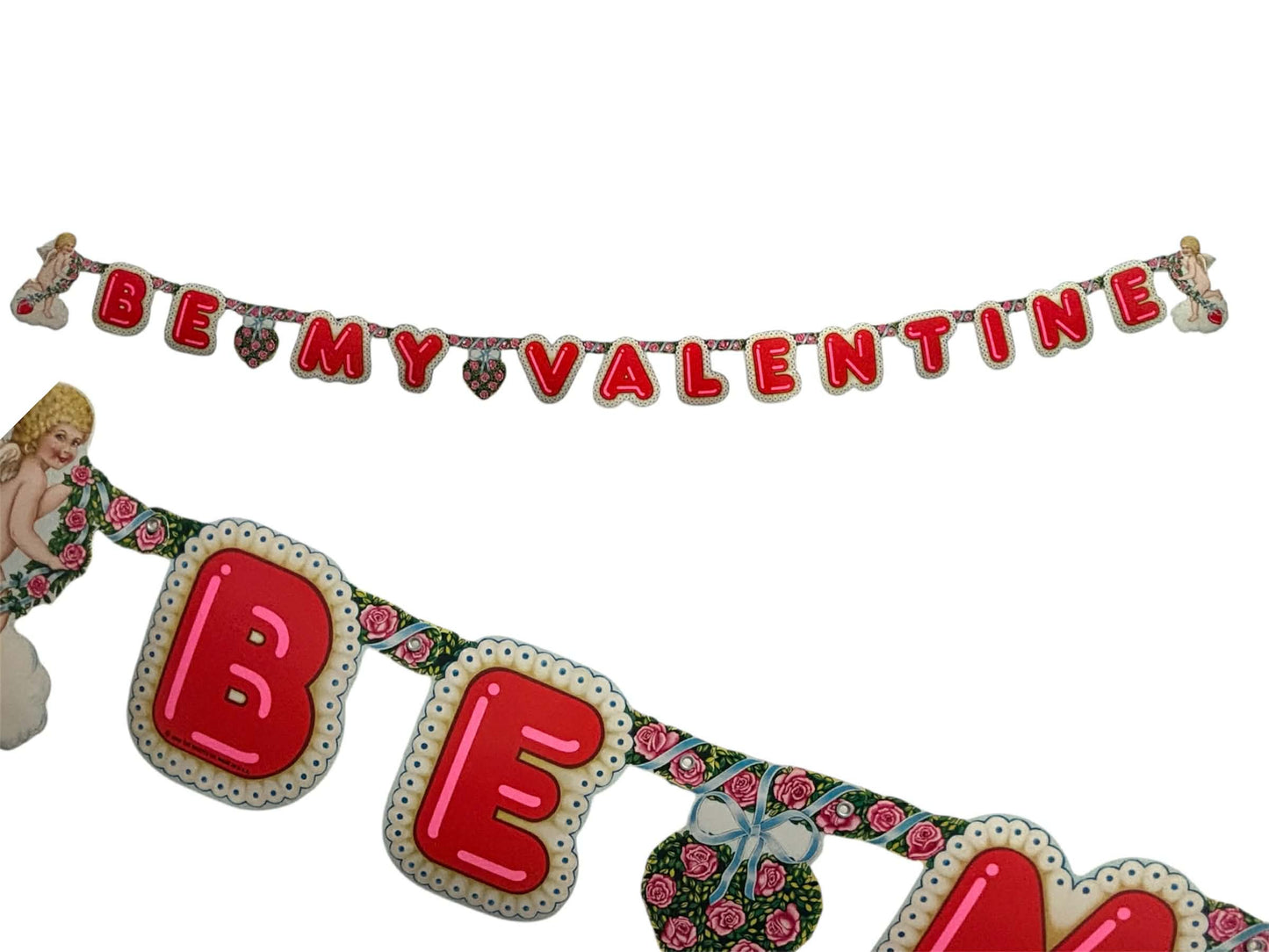 6.5' Be My Valentine Cupid Roses Jointed Streamer Banner Party Decor