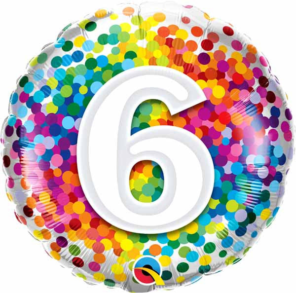 6th Birthday Rainbow Confetti Balloon