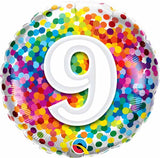 9th Birthday Rainbow Confetti Balloon