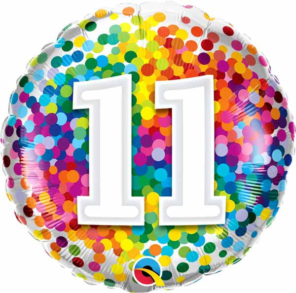 11th Birthday Rainbow Confetti Balloon