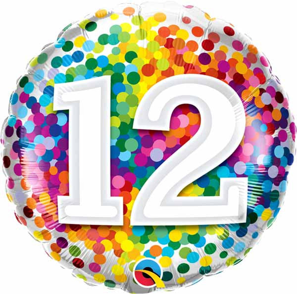 12th Birthday Rainbow Confetti Balloon