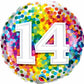 14th Birthday Rainbow Confetti Balloon