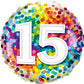 15th Birthday Rainbow Confetti Balloon