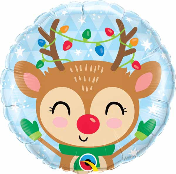 Merry Christmas Reindeer Rudolph Foil Balloon