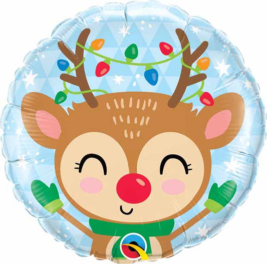 Merry Christmas Reindeer Rudolph Foil Balloon