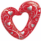 Pioneer 42" Red Silver Metallic Hearts Filigree Large Foil Balloon