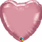 18" Heart Shaped Chrome Mauve Foil Balloon