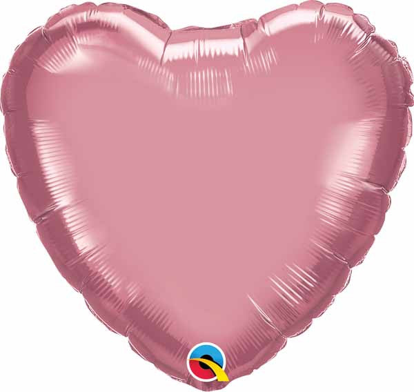 18" Heart Shaped Chrome Mauve Foil Balloon