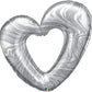 Pioneer 42" Silver Marble Heart Large Foil Balloon