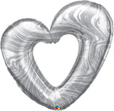 Pioneer 42" Silver Marble Heart Large Foil Balloon