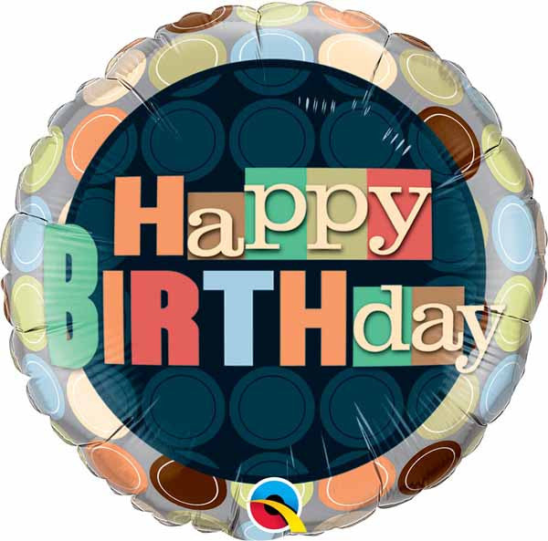 Happy Birthday Dots Round Foil Balloon