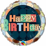 Happy Birthday Dots Round Foil Balloon
