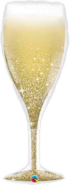Golden Bubbles Wine Glass Microfoil Balloon